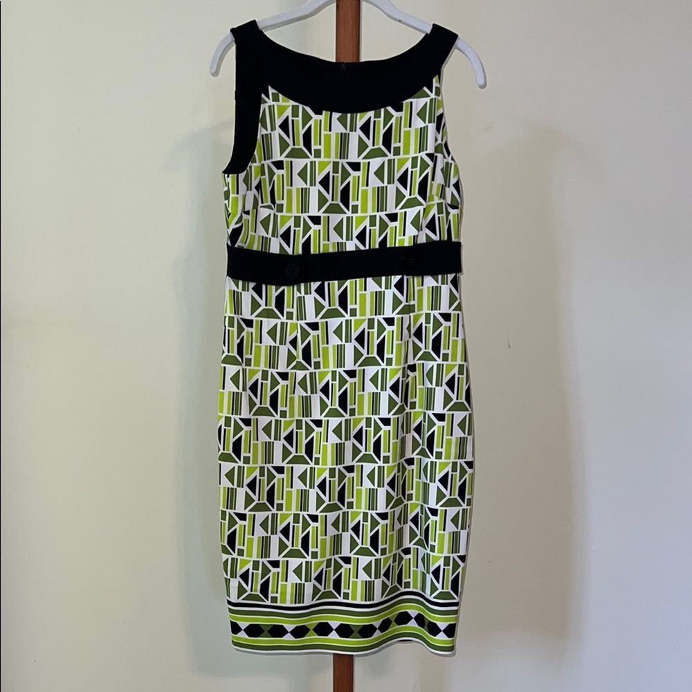 London Times Black and Yellow Sheath Midi Dress